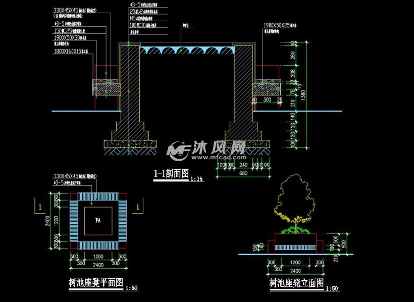 某方形树池施工图