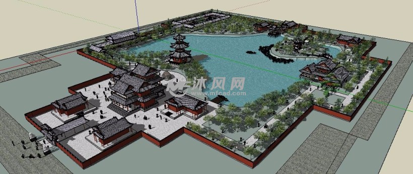 仿苏州园林古建筑模型图纸 - sketchup中国古代建筑模型下载 - 沐风