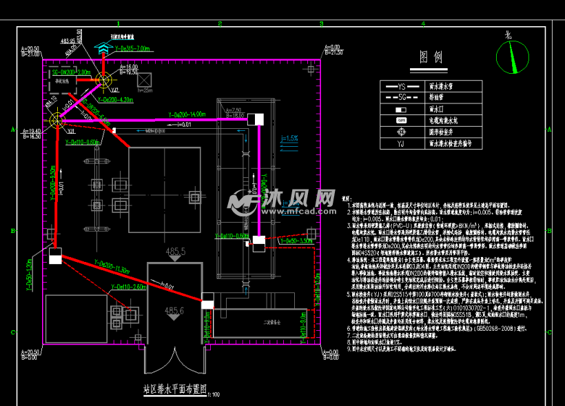 站区排水及事故油池施工图 - cad给排水图纸下载