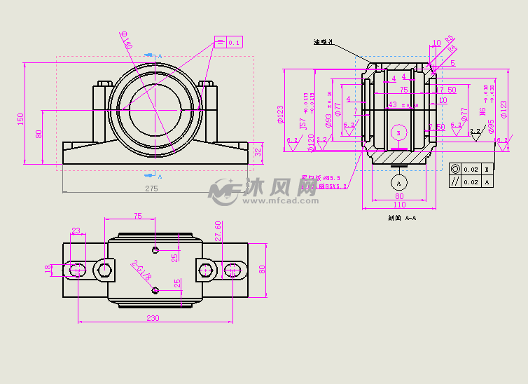 轴承座 sn213(单边开槽)