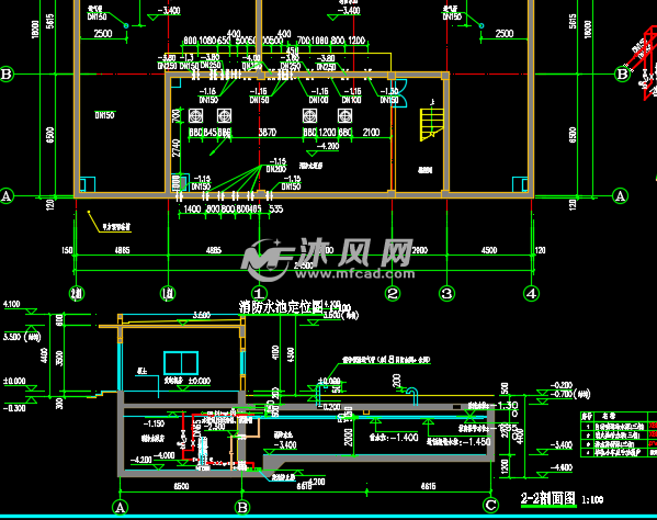 消防水池泵房施工图纸(含建筑结构水电暖)