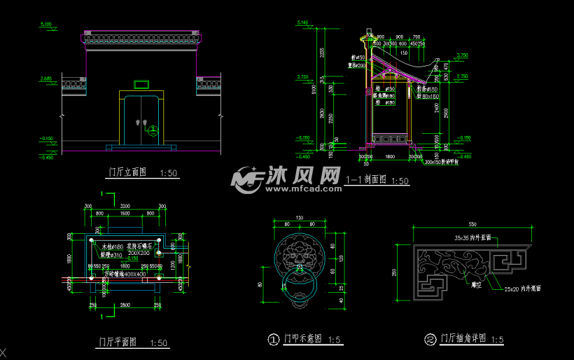 古建筑门厅施工图纸合集