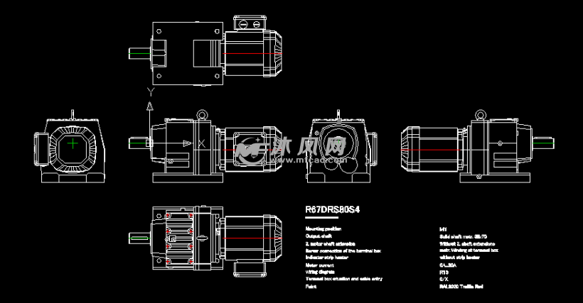 sew减速电机r67drs80s4三维二维图纸