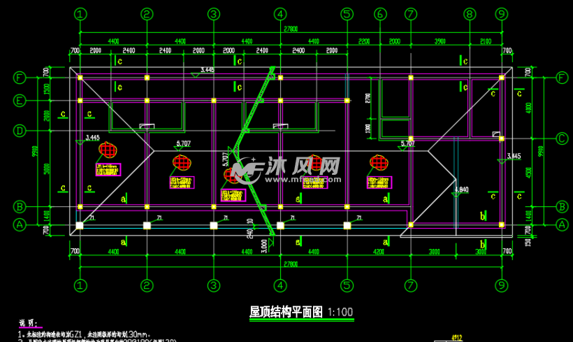 农村一层坡屋顶自建房建筑结构设计图