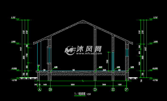 农村一层坡屋顶自建房建筑结构设计图