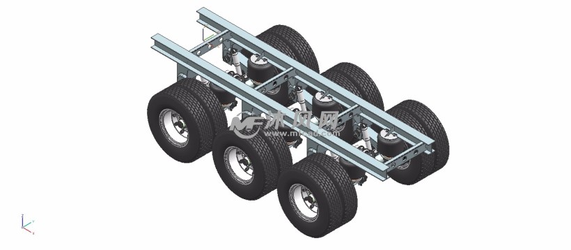 三轴半挂车空气悬挂(富华美式正装)及车桥轮胎总成