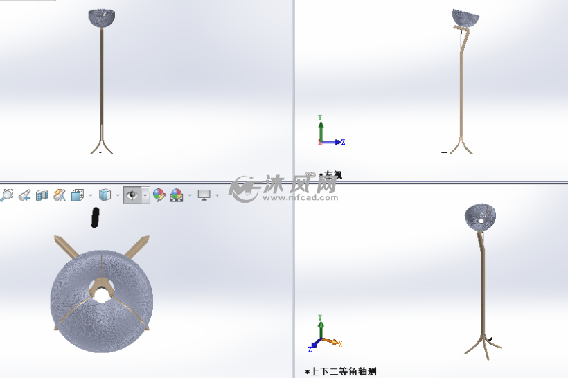 sw照明灯模型建模三视图