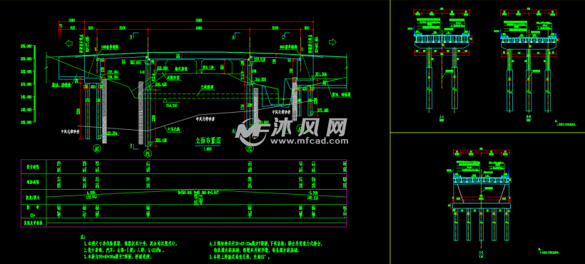 三跨简支预应力混凝土t梁桥设计施工图