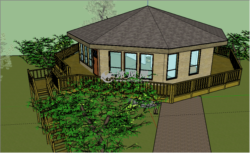 树屋木质房子设计模型图