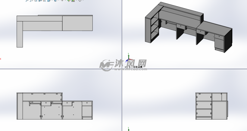 板式转角柜前台模型图 - 办公用品图纸 - 沐风网