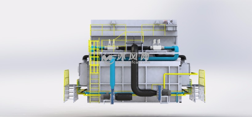 蓄热式加热炉工业窑炉三维建模 - 换热压力容器图纸