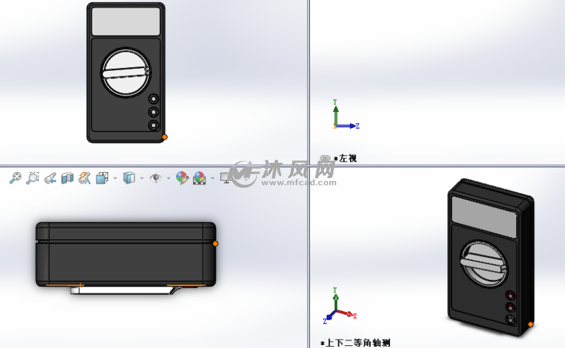 万用表模型建模三视图