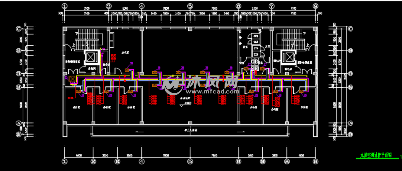 9层办公楼风机盘管加新风空调系统设计施工图