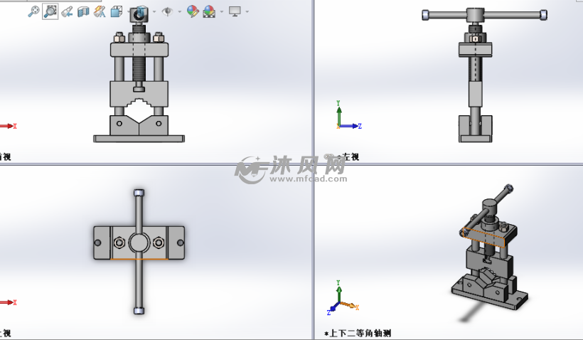 圆管钳子模型三视图
