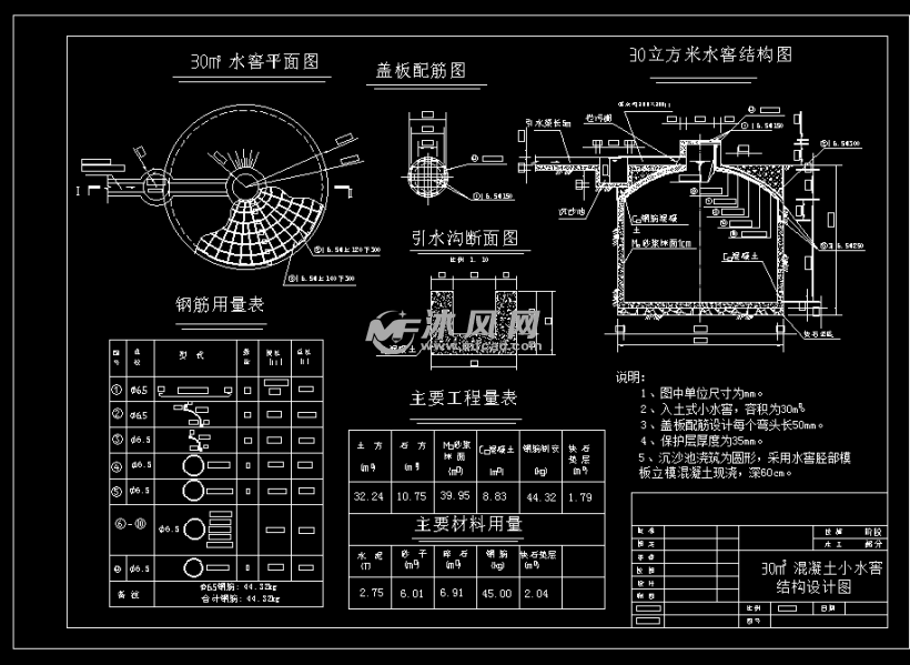 15立方和30立方混凝土小水窖结构设计图