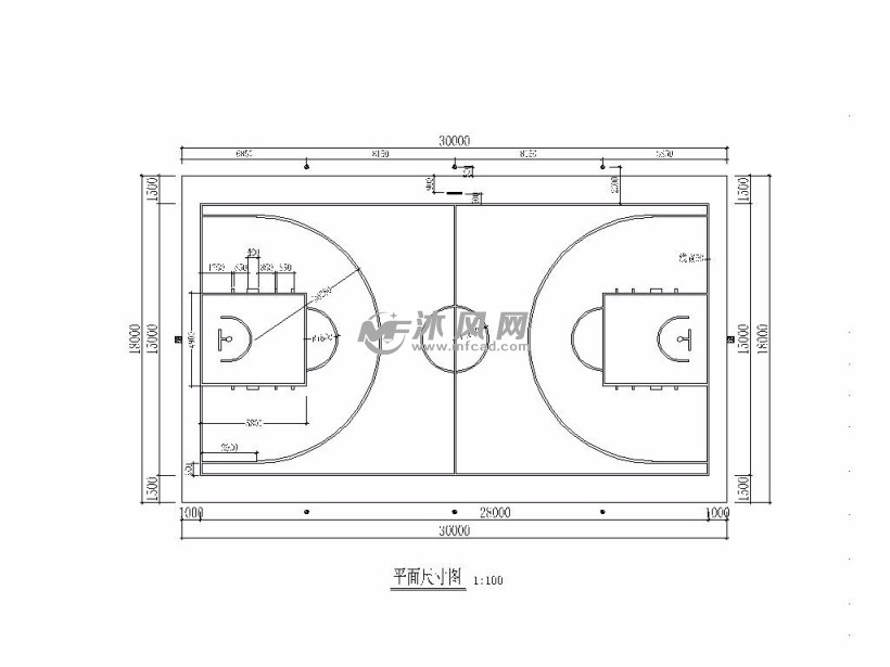 篮球场工程-平面尺寸图