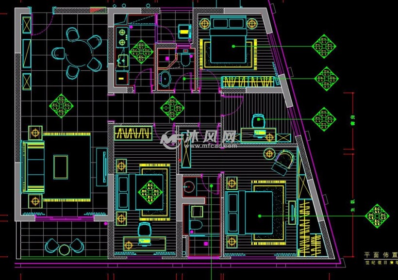 世纪假日广场cd座c05户3室2厅住宅室内豪华装饰装修设计全套施工图