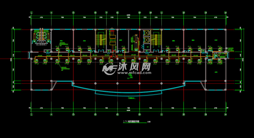 五层办公楼风机盘管加新风空调系统设计图