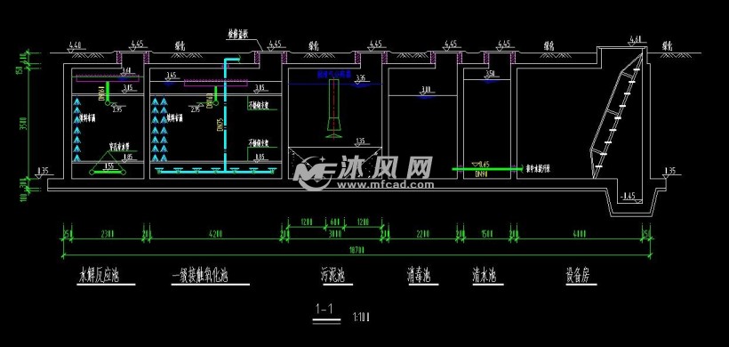 每天处理410吨生活污水水解酸化-接触氧化工艺全套图纸