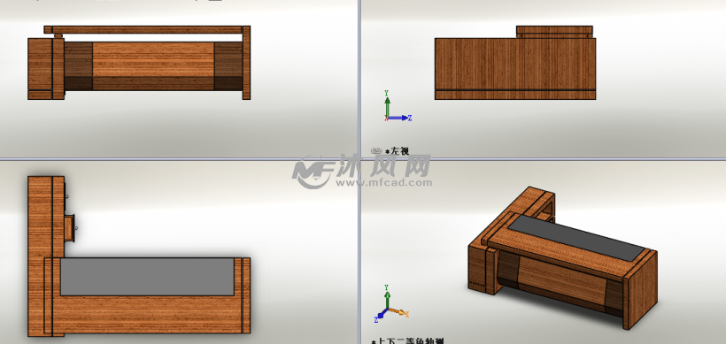 木质办公桌模型三视图