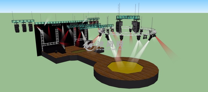 大型室外t台舞台场景三维模型