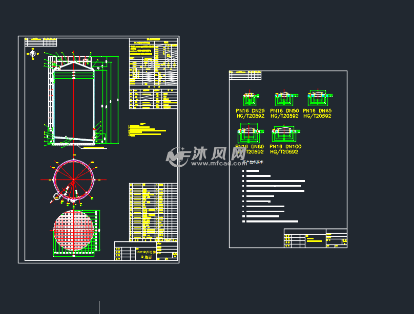不锈钢100t室外大型储油罐设计cad图纸