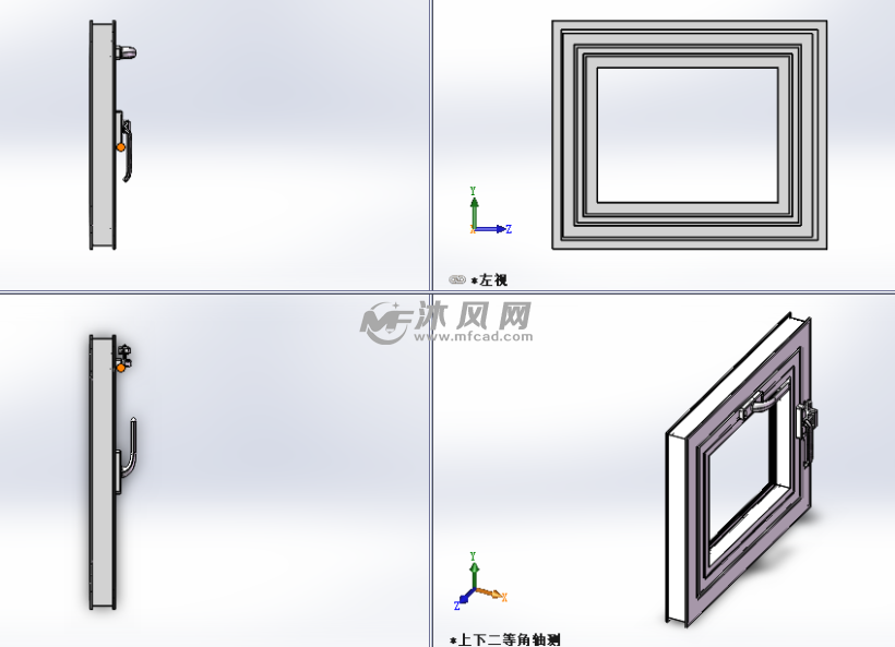 一款铝合金窗组合模型