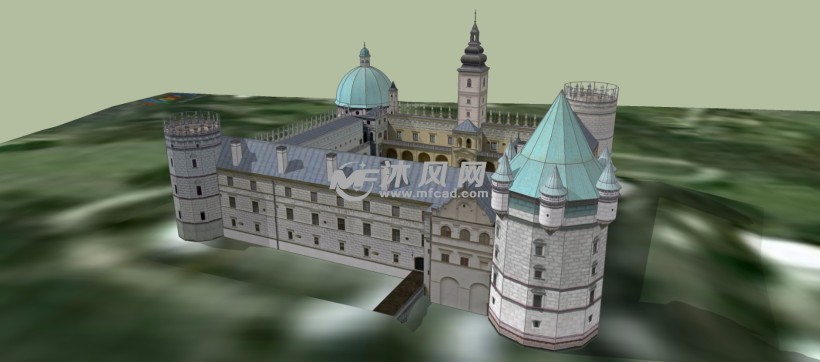 古建筑欧式城堡景观建筑模型
