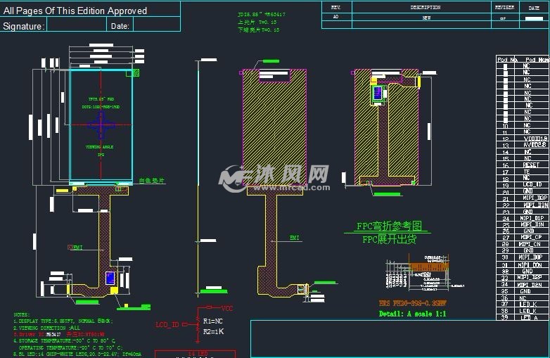 6寸手机屏详细结构图