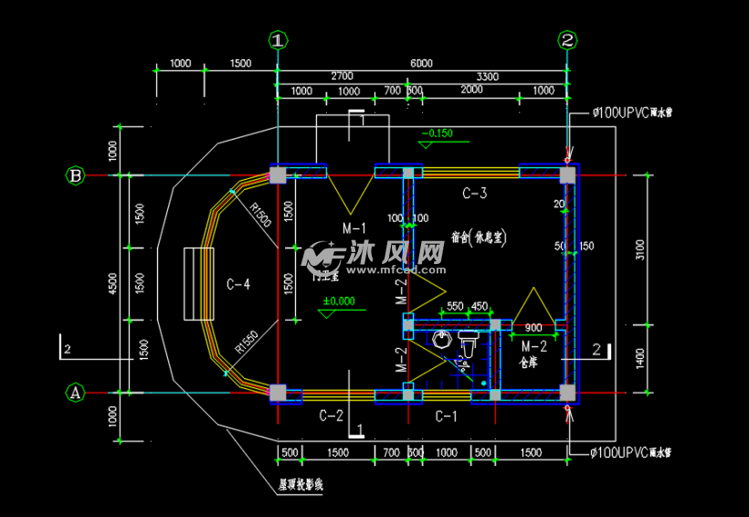 工厂厂区门卫门房建筑及结构设计图