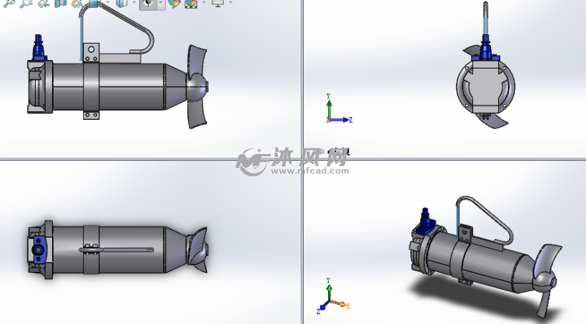 电驱动搅拌器模型建模三视图