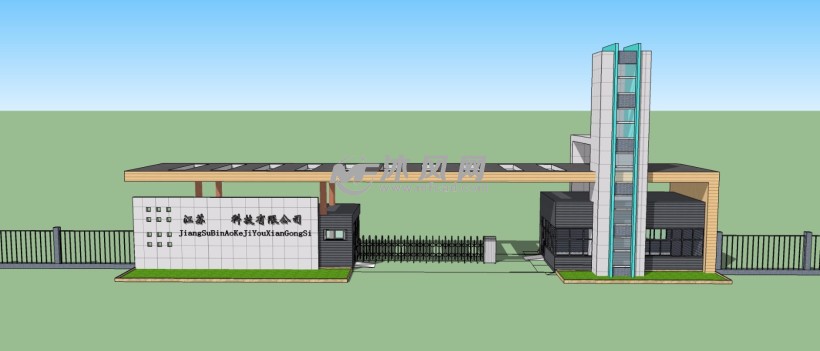 江苏某科技公司岗亭大门景观建筑模型