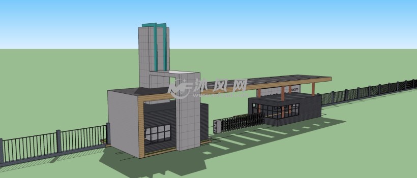 江苏某科技公司岗亭大门景观建筑模型