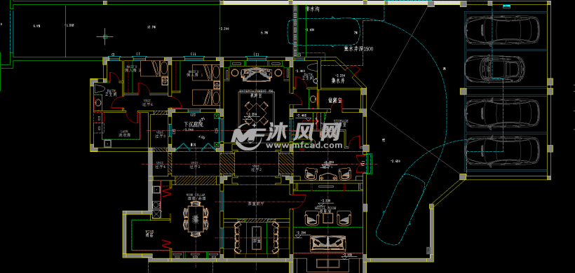 桃花源中式别墅施工图 - autocad室内设计图纸 - 沐风图纸