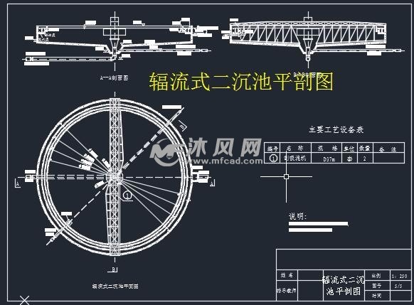 辐流式二沉池平剖图