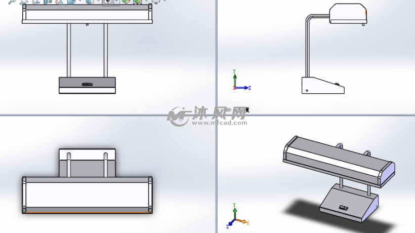 书房台灯设计模型三视图