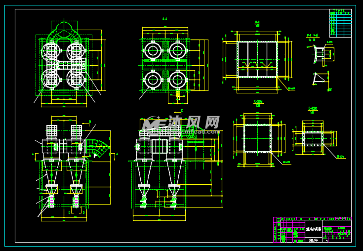 旋风分离器cad图纸设计