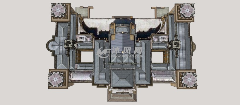 达沃尔城堡宫殿景观建筑模型