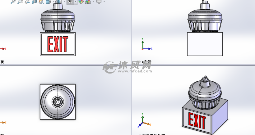 出口标志荧光灯模型三视图