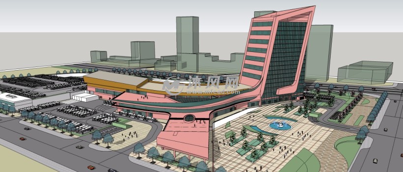 大型汽车客运站车站建筑景观模型
