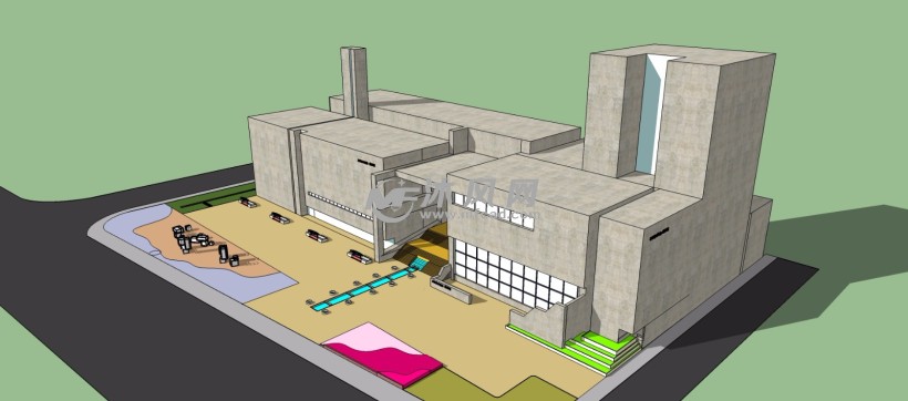 天津美术馆建筑景观模型