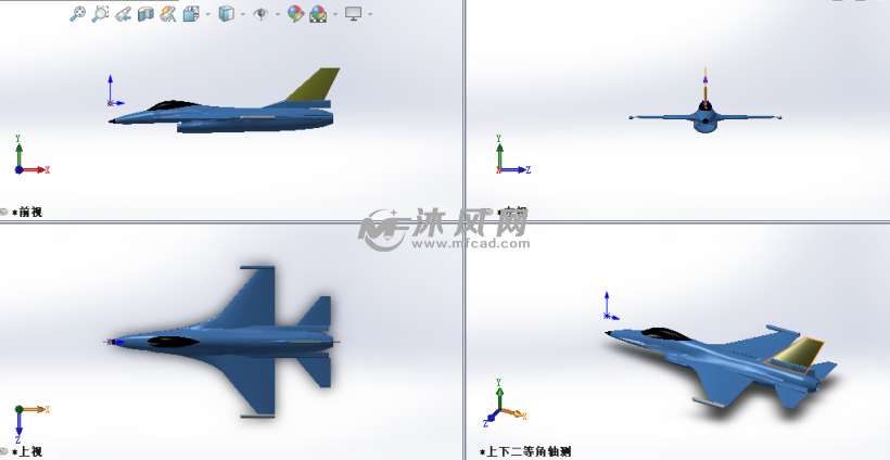 f16战斗机模型三视图