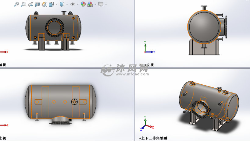 压力容器模型三视图