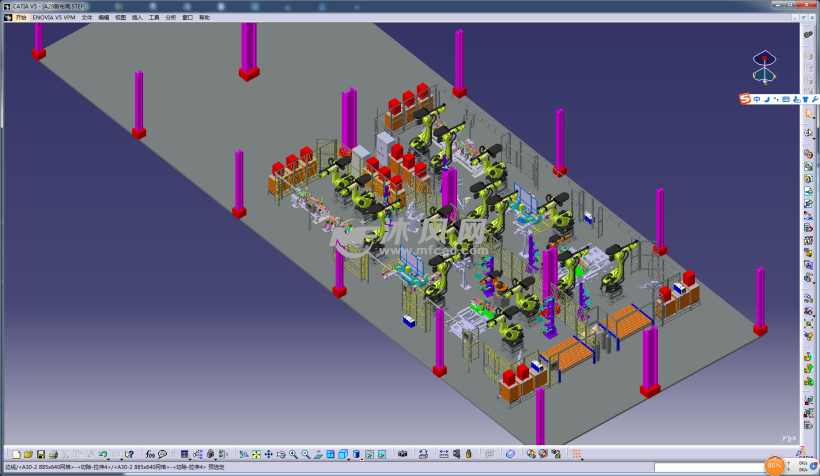 一套机器人焊接车间厂房详细三维布局设计模型catiastp14gb