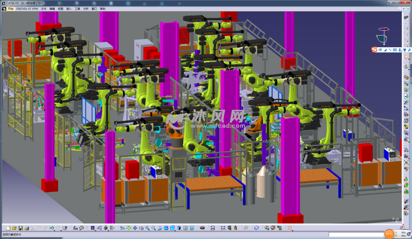 一套机器人焊接车间厂房详细三维布局设计模型catiastp14gb