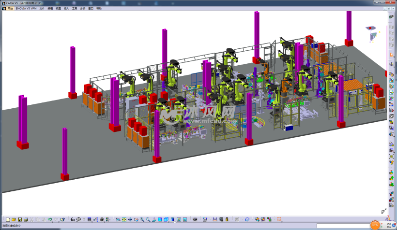 一套机器人焊接车间厂房详细三维布局设计模型catiastp14gb