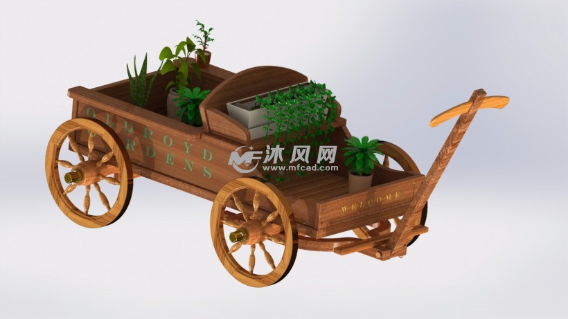 园林植物展示马车模型图纸