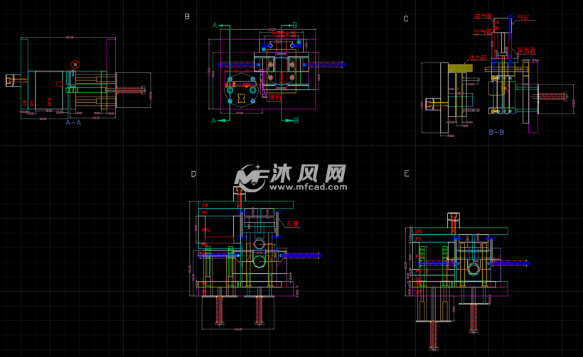 无废料卷圆连续模模具cad设计图纸