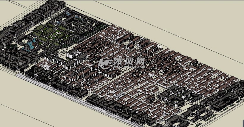 古代大型城池建筑整体规划su模型