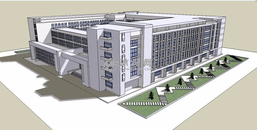 现代风格学校教学楼建筑su模型